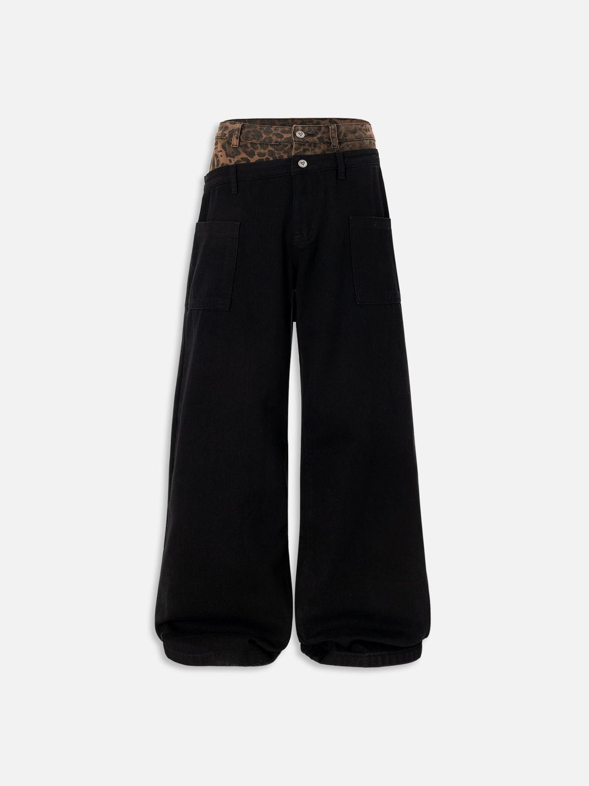 Leopard Print Baggy Jeans with Double Waistband | Aelfric Eden