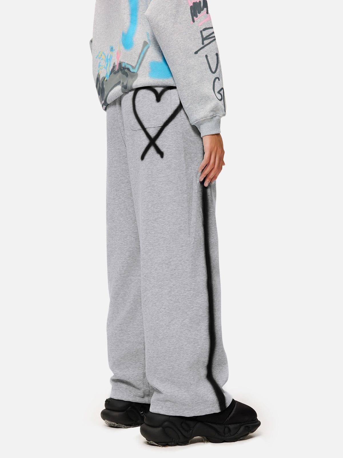 Graffiti Heart Print Sweatpants for Men & Women | Aelfric Eden