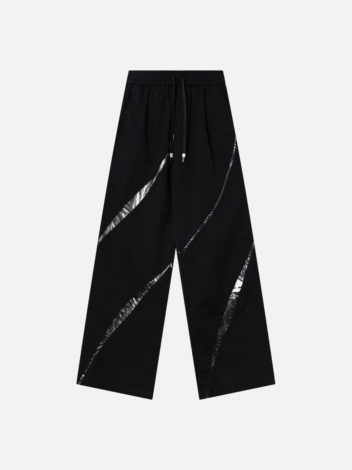 Black Cotton Baggy Pants with Transparent Stripes | Aelfric Eden
