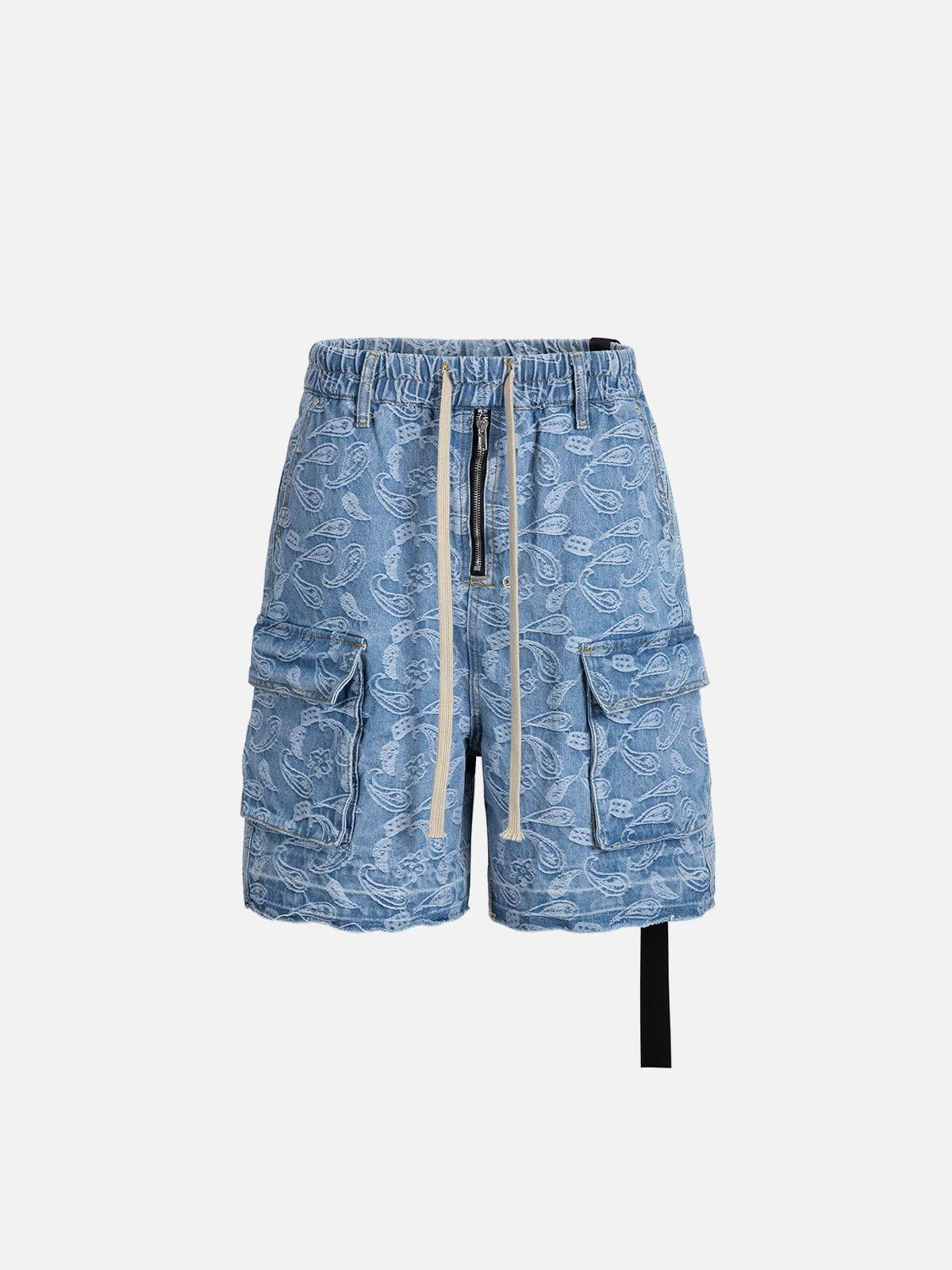 Bandana Jacquard Washed Denim Shorts for Men | Aelfric Eden