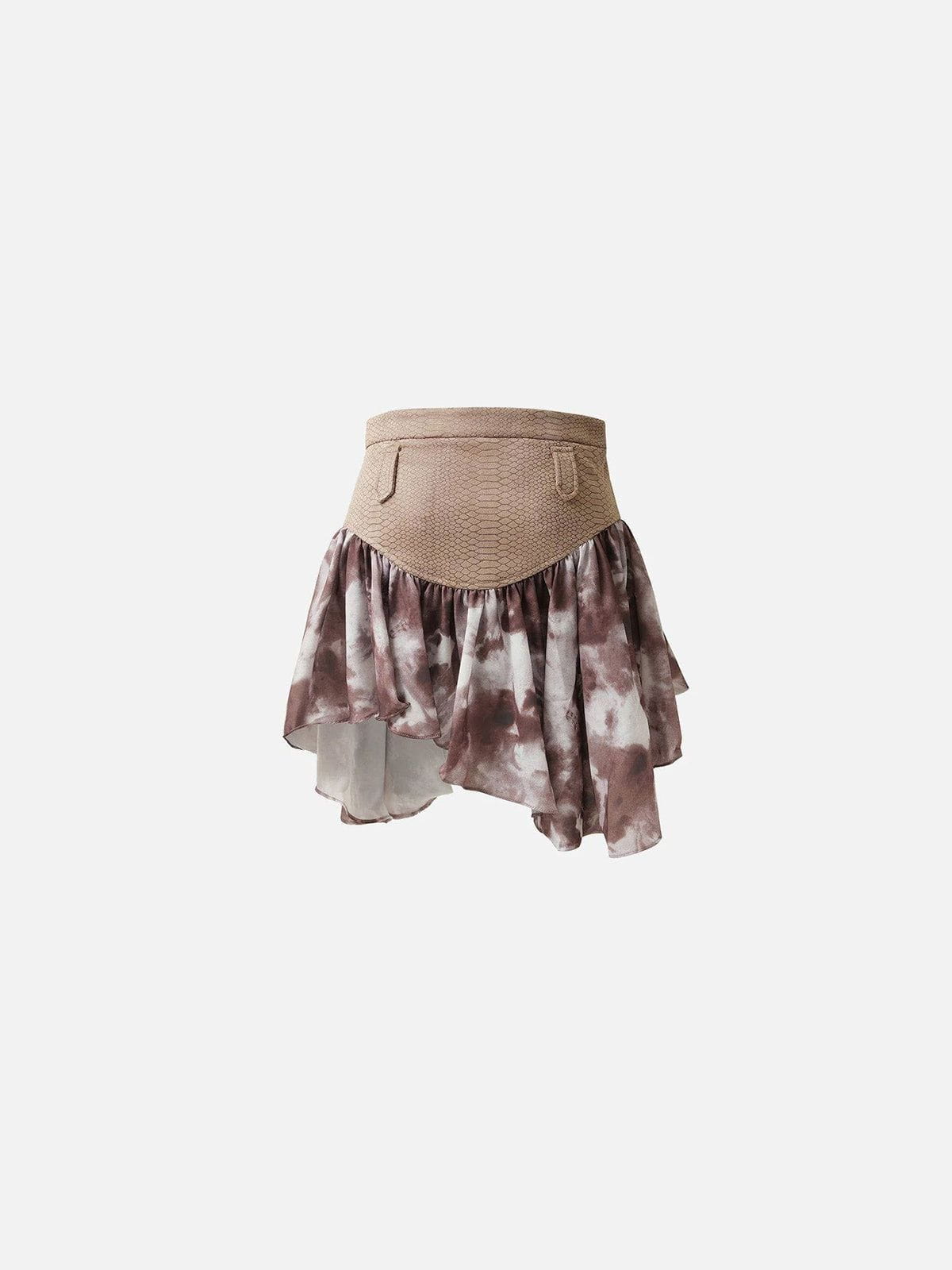 Snake Print Patchwork Skirt with Leather & Chiffon | Aelfric Eden