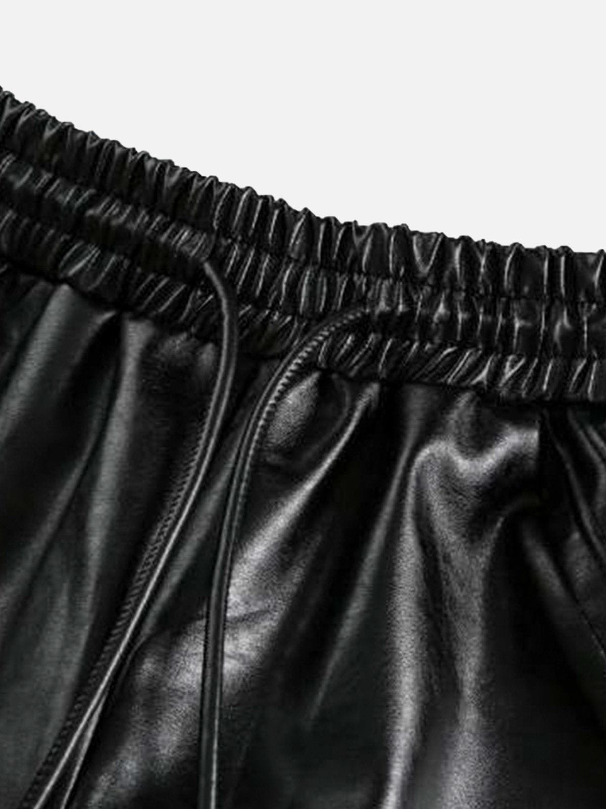 Faux Leather Shorts with Adjustable Drawstring Waist | Aelfric Eden