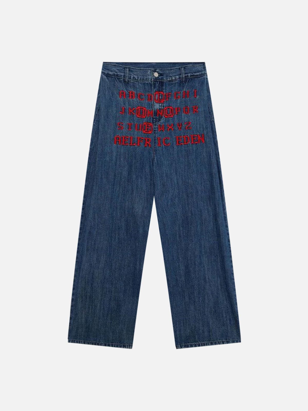 Embroidered Letter Jeans for Men | Aelfric Eden