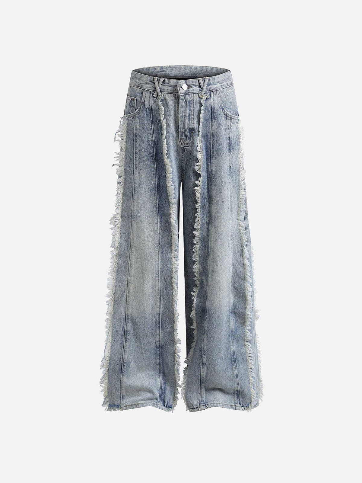 Fringe Baggy Jeans for Women | Vintage Wash & Comfort Fit | Aelfric Eden