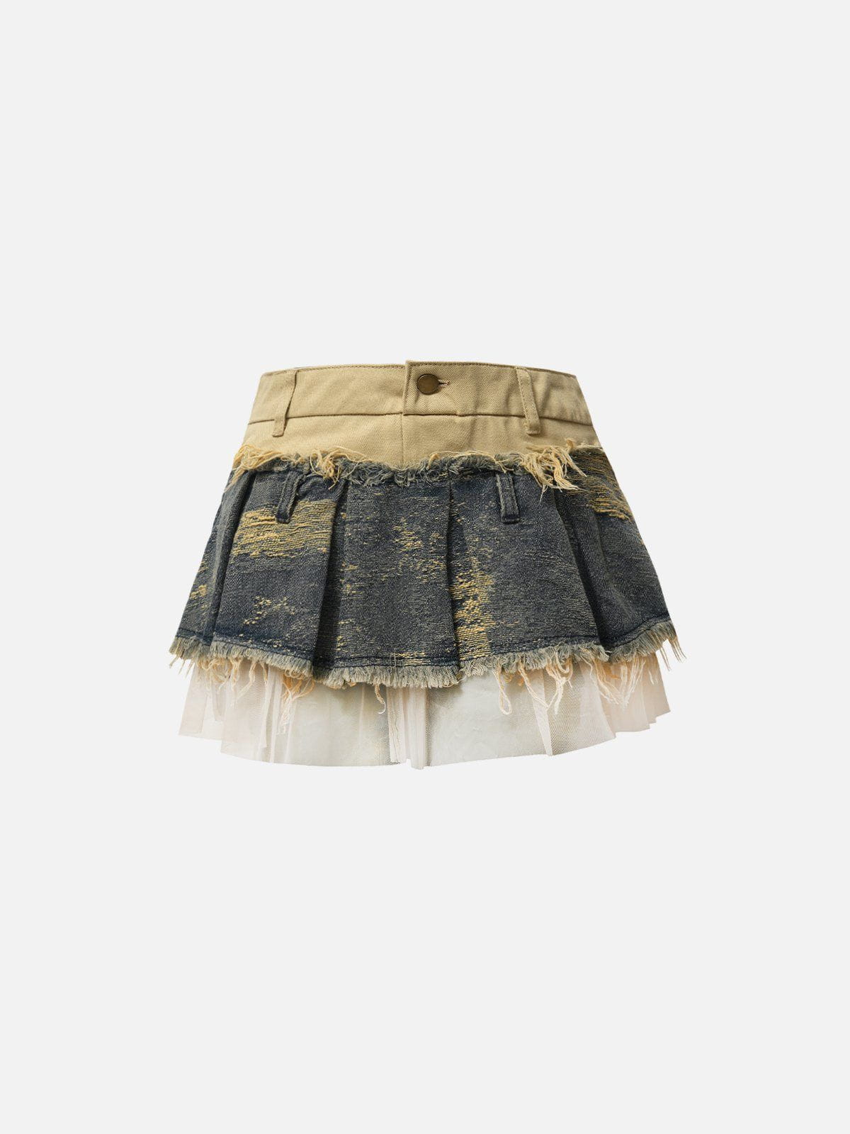 Patchwork Denim Skirt with Tulle Hem | Aelfric Eden