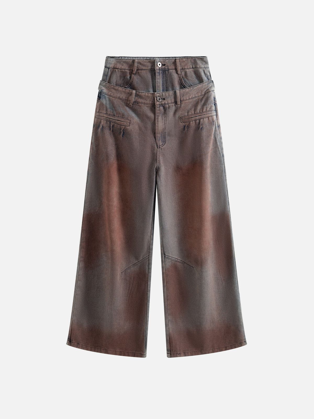 Earthy Gradient Double Waist Loose Jeans | Aelfric Eden