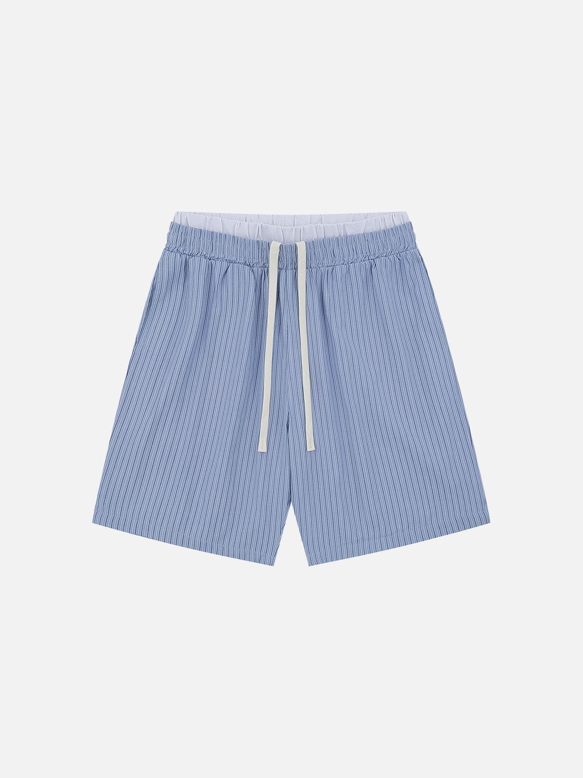 Striped Loose Shorts with Double Waistband | Aelfric Eden