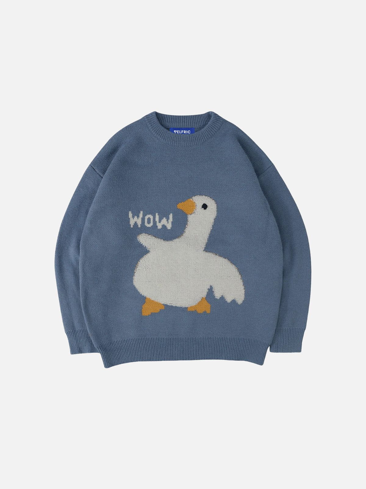 Cartoon Goose Print Sweater | Acrylic Blend & Odor-Resistant | Aelfric Eden