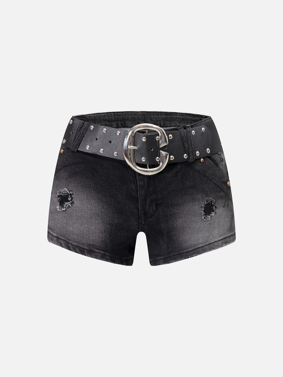 Vintage Washed Cotton Mini Jorts with Embroidery Bow | Aelfric Eden