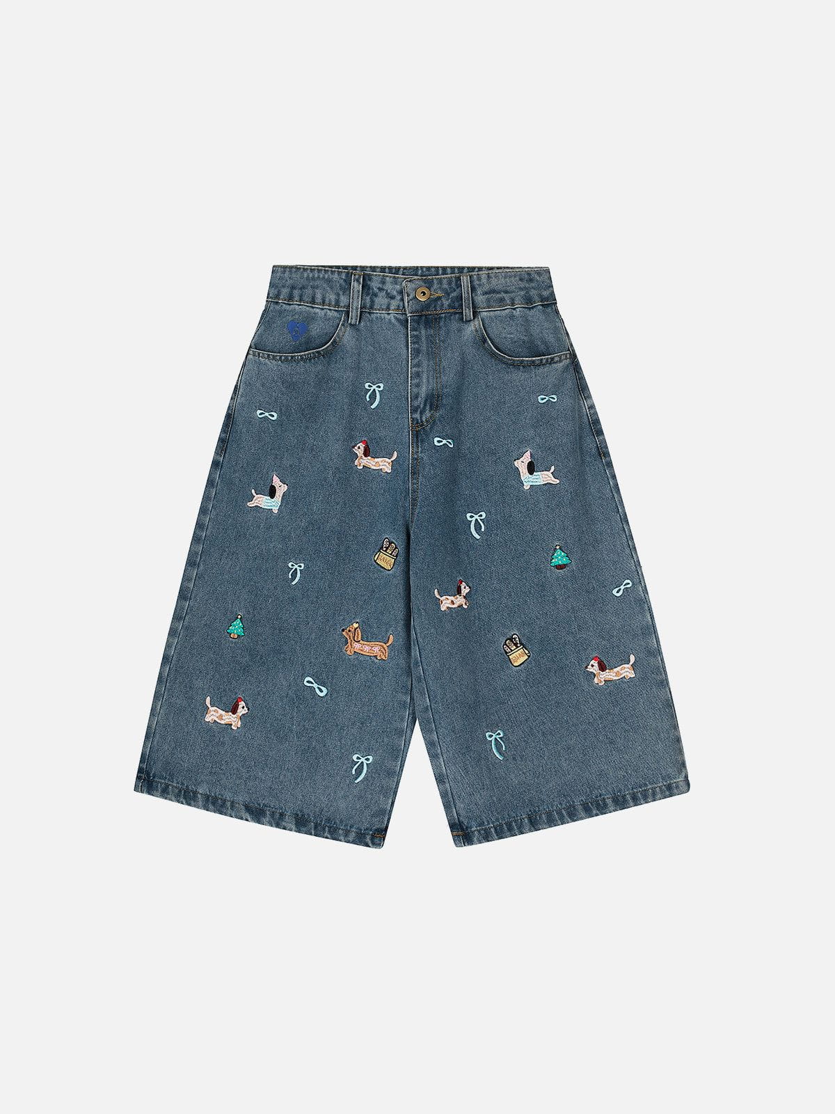 Dachshund Embroidered Longline Jorts for Summer | Aelfric Eden