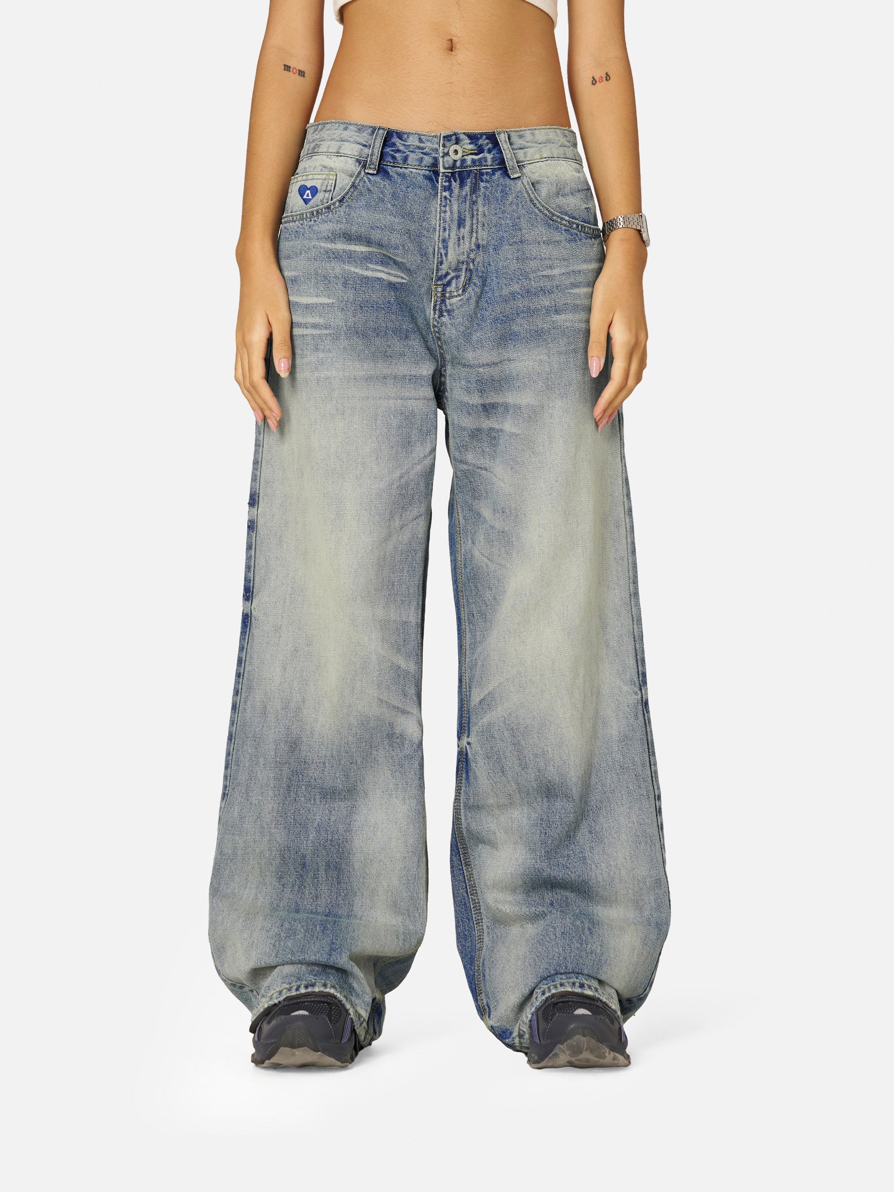 Vintage Washed Baggy Jeans with Distressed Details | Aelfric Eden