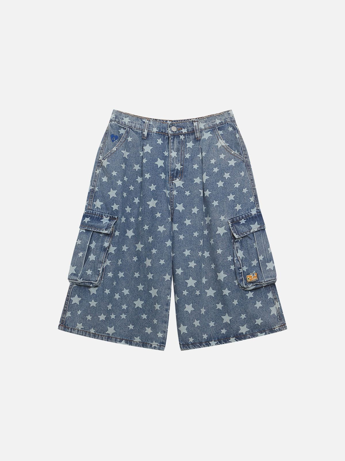 Star Print Longline Denim Shorts for Men | Aelfric Eden