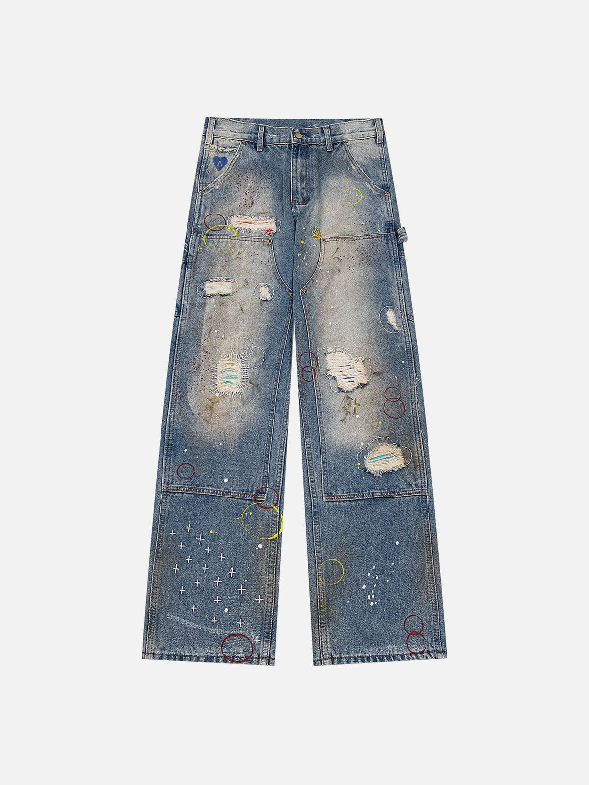 Double Knee Jeans with Graffiti Design | Aelfric Eden