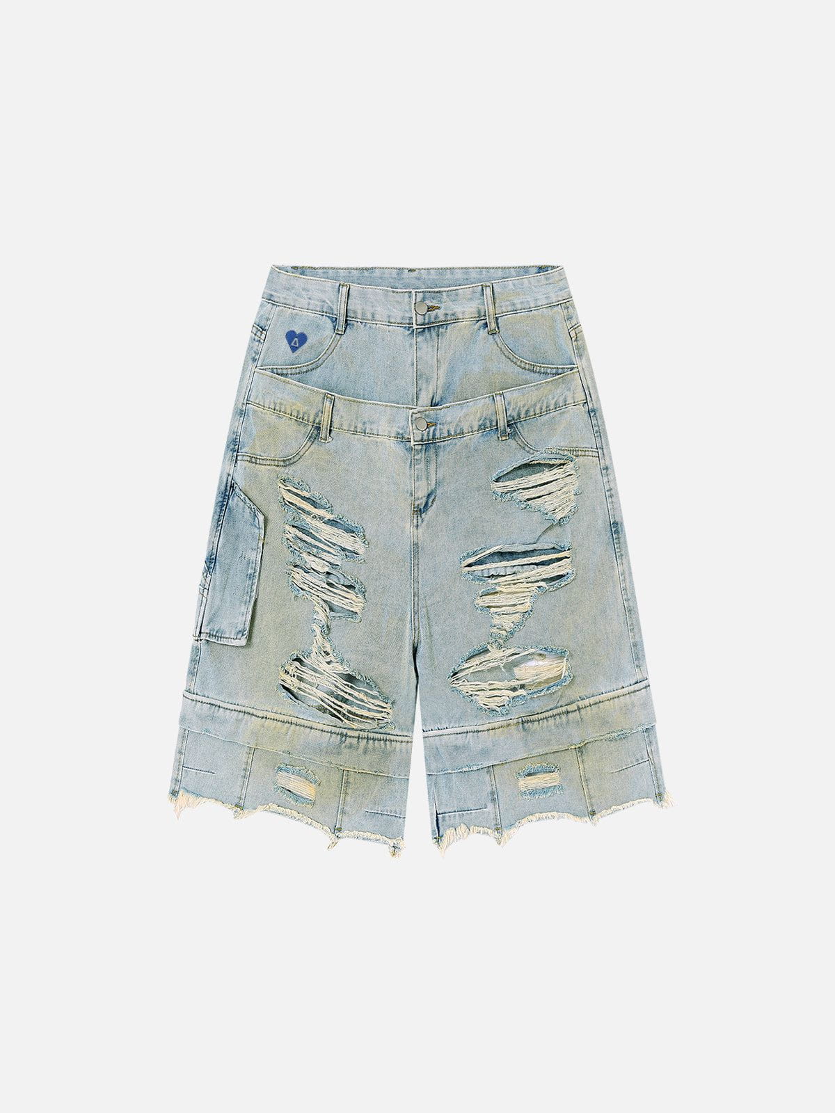Distressed Two-Layer Jorts with Raw Hems | Aelfric Eden