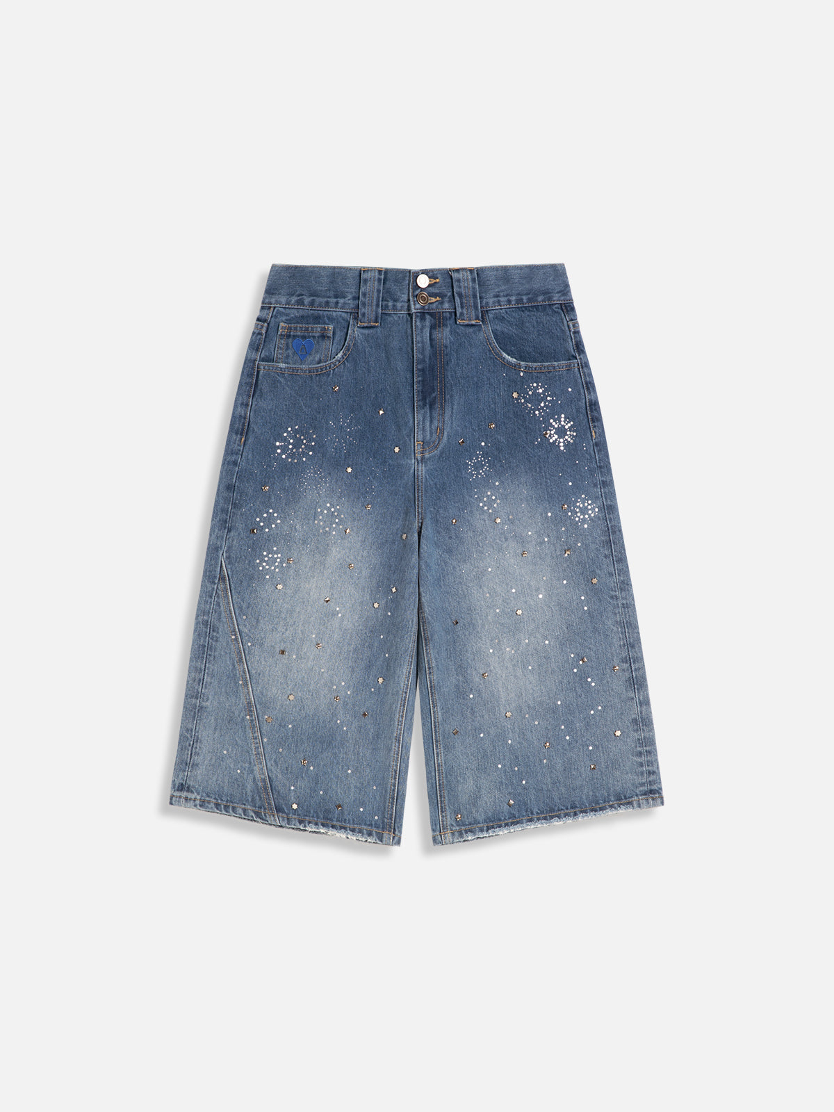 Rhinestone Star Distressed Denim Shorts for Concerts | Aelfric Eden