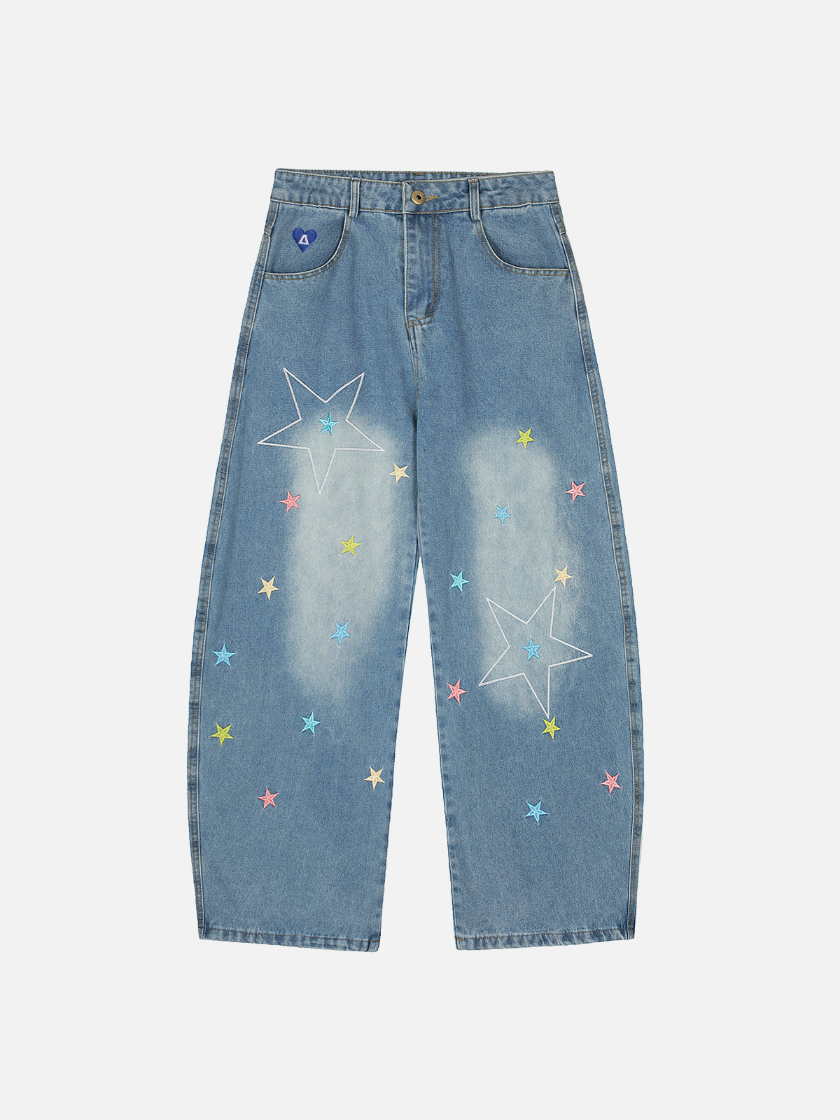 Stars Embroidery Baggy Jeans for Streetwear | Aelfric Eden