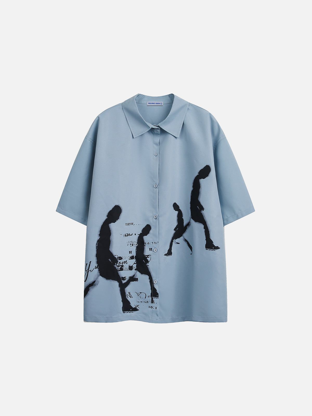 Portrait Print Short Sleeve Shirt with Blurring Design | Aelfric Eden