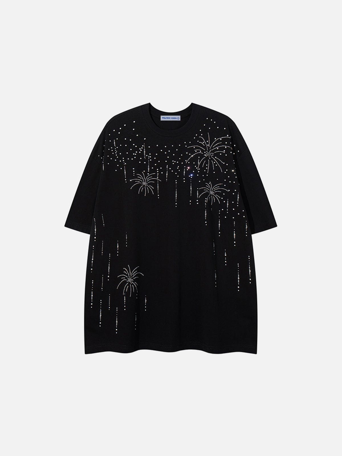 Hotfix Rhinestone Graphic Tee with Firework Design | Aelfric Eden