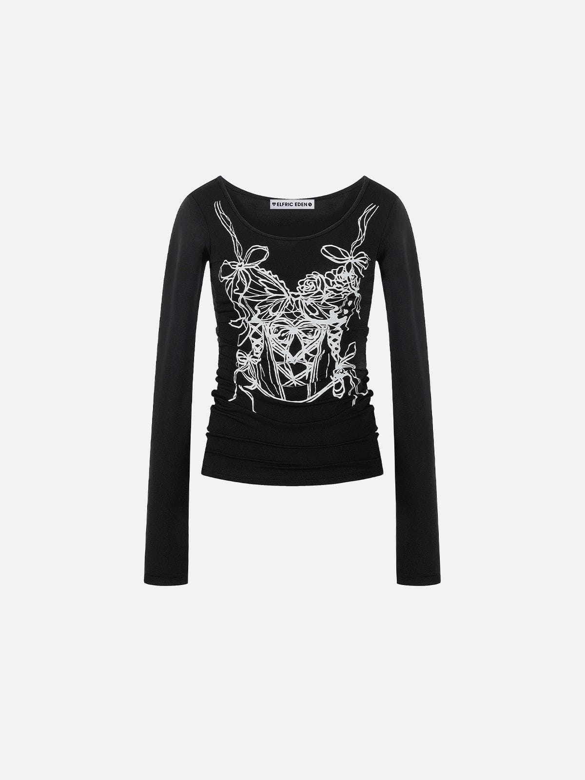 Bow Print Long Sleeve Graphic Tee for Men & Women | Aelfric Eden