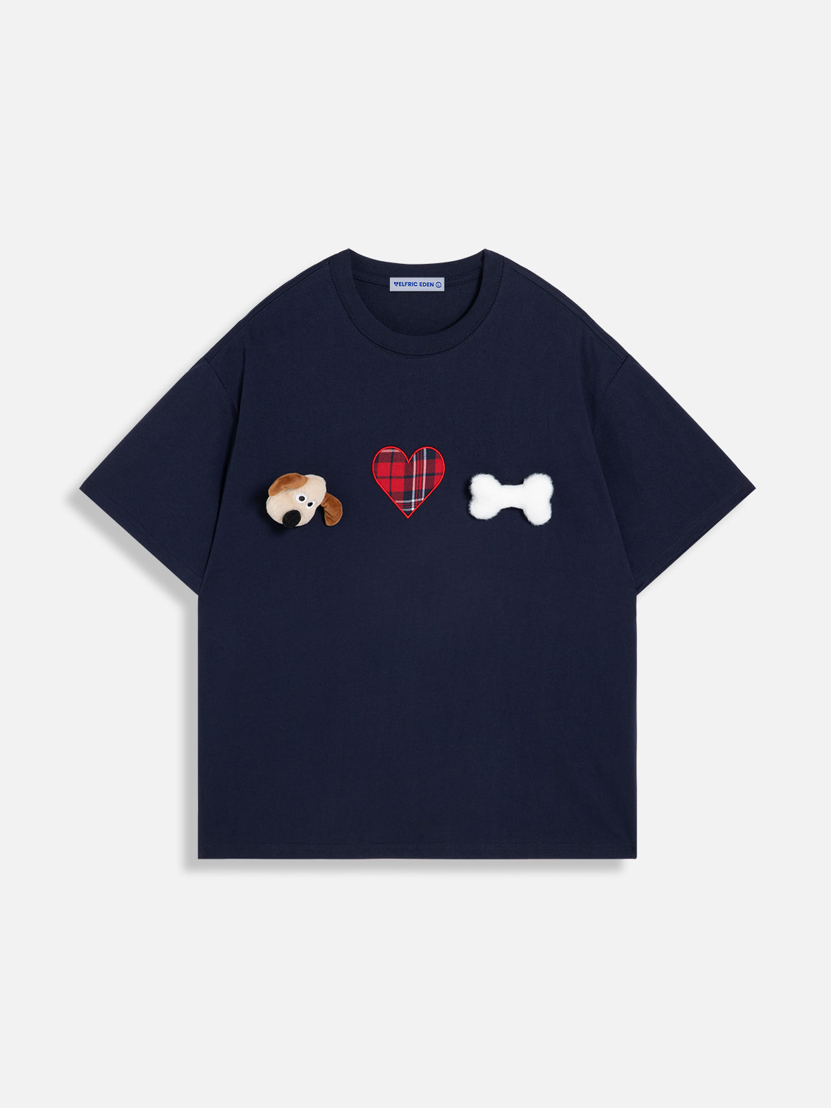 Plaid Heart Puppy Tee | 80% Cotton 20% Polyester | Aelfric Eden