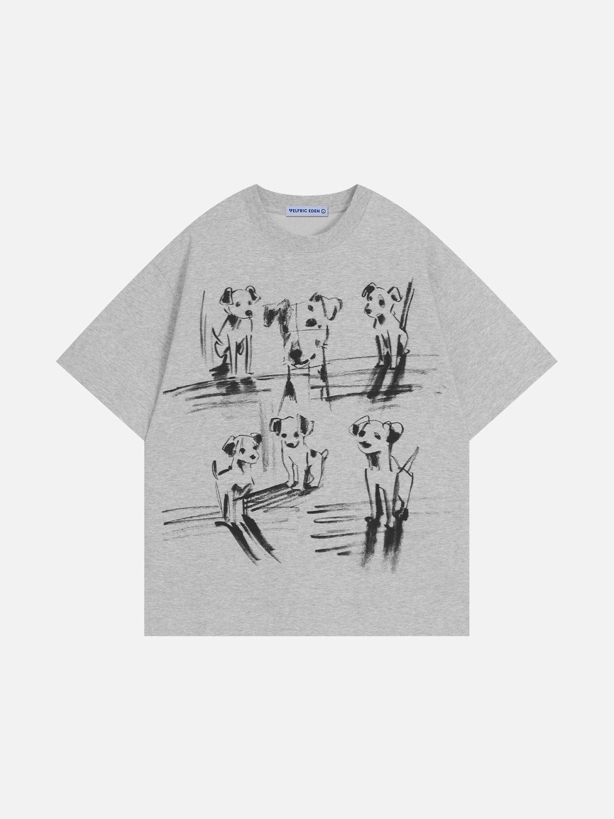 Graffiti Dog Print Cotton Tee | Aelfric Eden