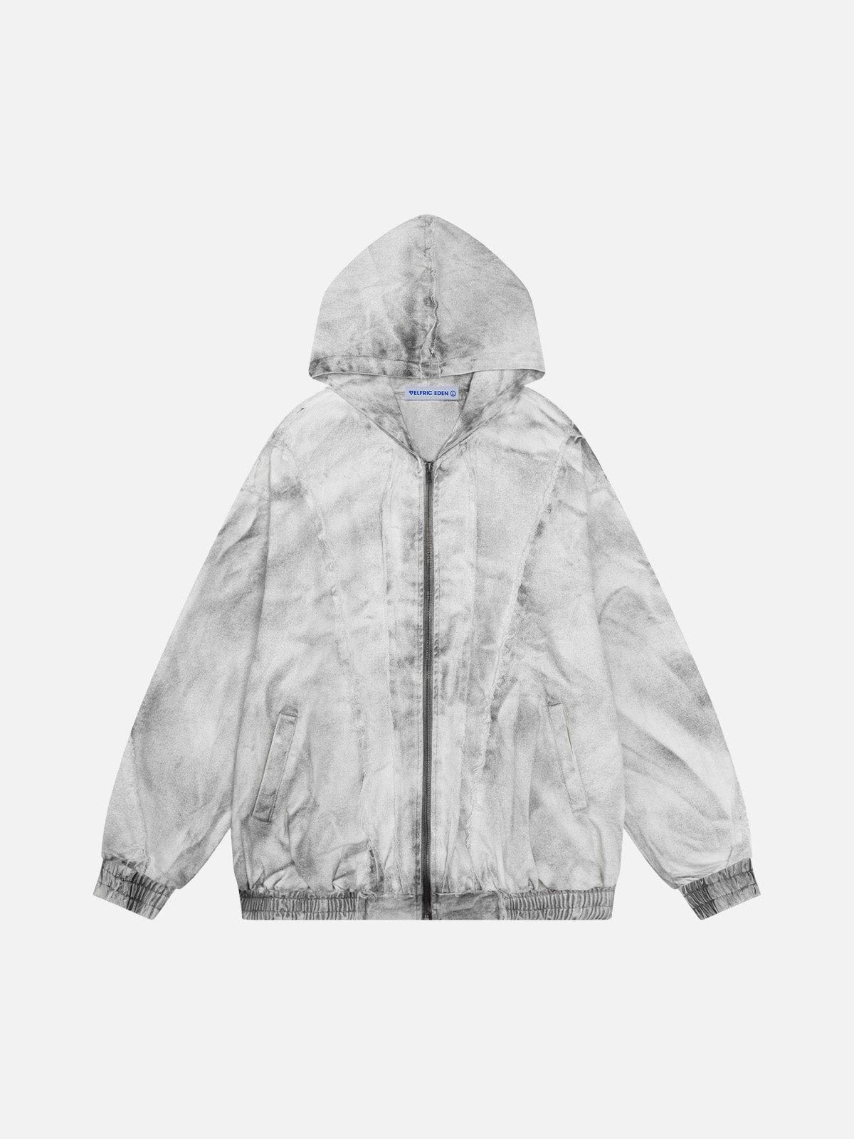 Dirt Color Fringe Zip-Up Hoodie for Men | Aelfric Eden