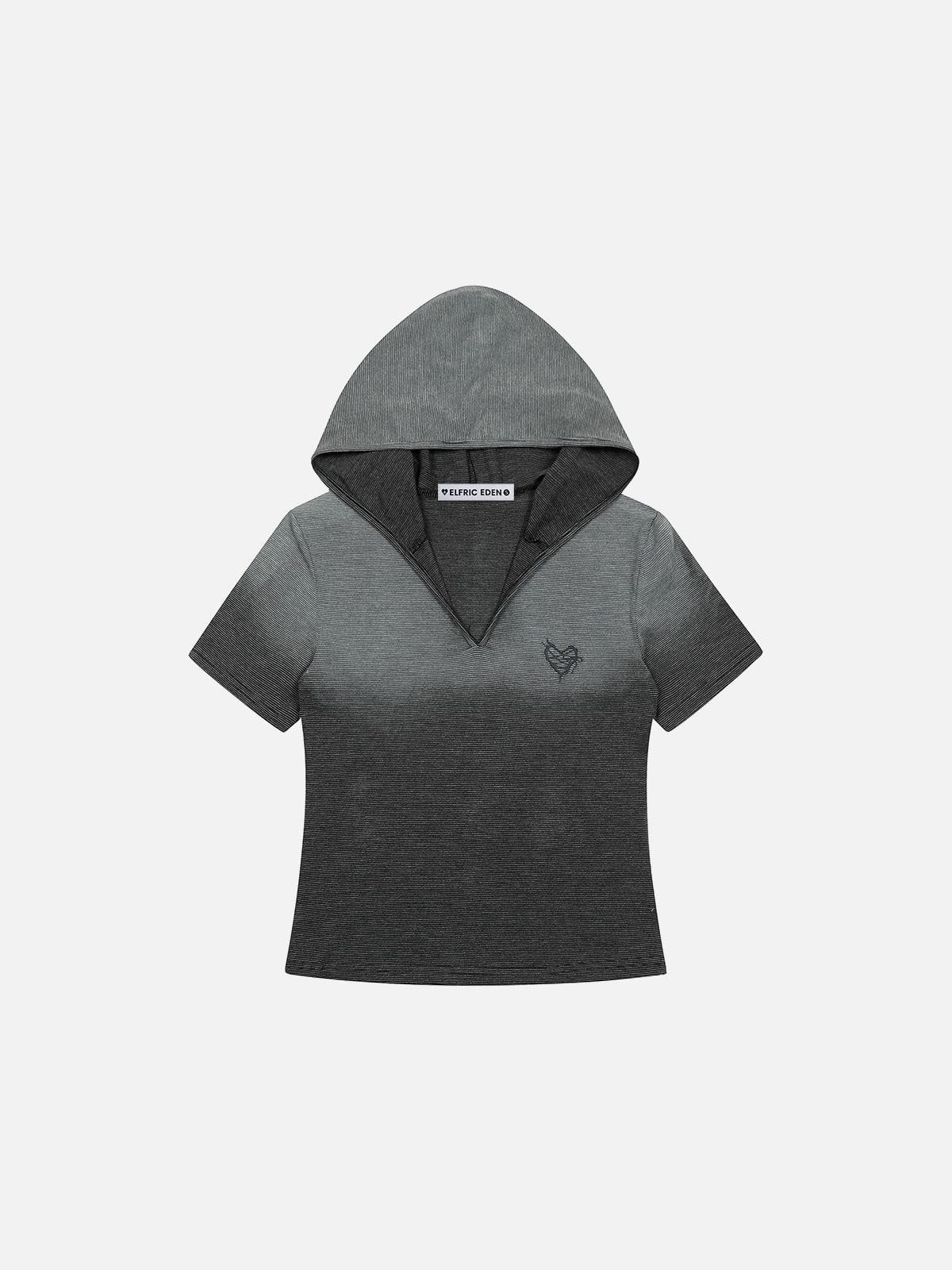 Gradient Washed Cotton Hoodie with Embroidery Heart | Aelfric Eden