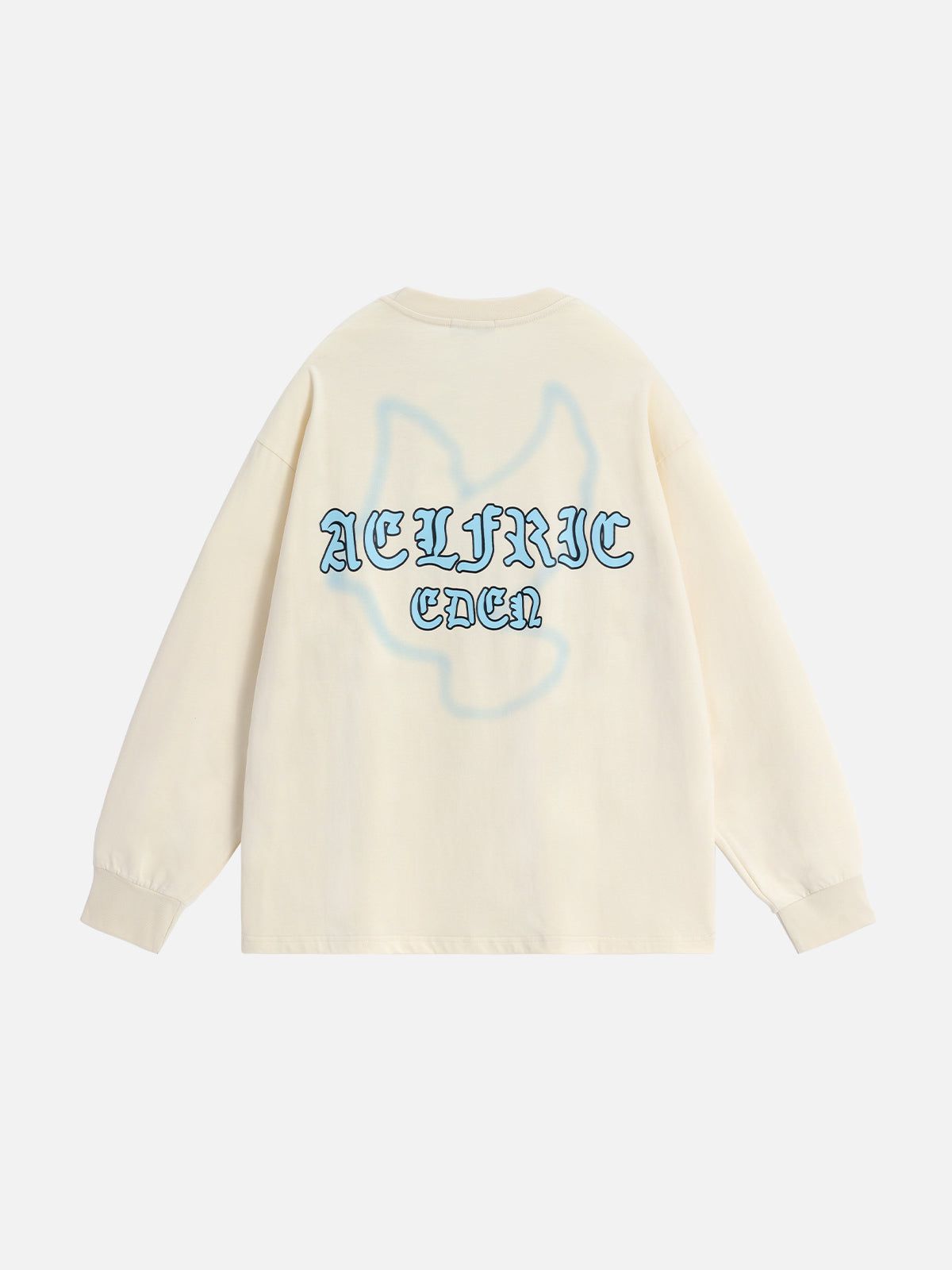 Pigeon Print Long Sleeve Cotton Tee with Gothic Lettering | Aelfric Eden