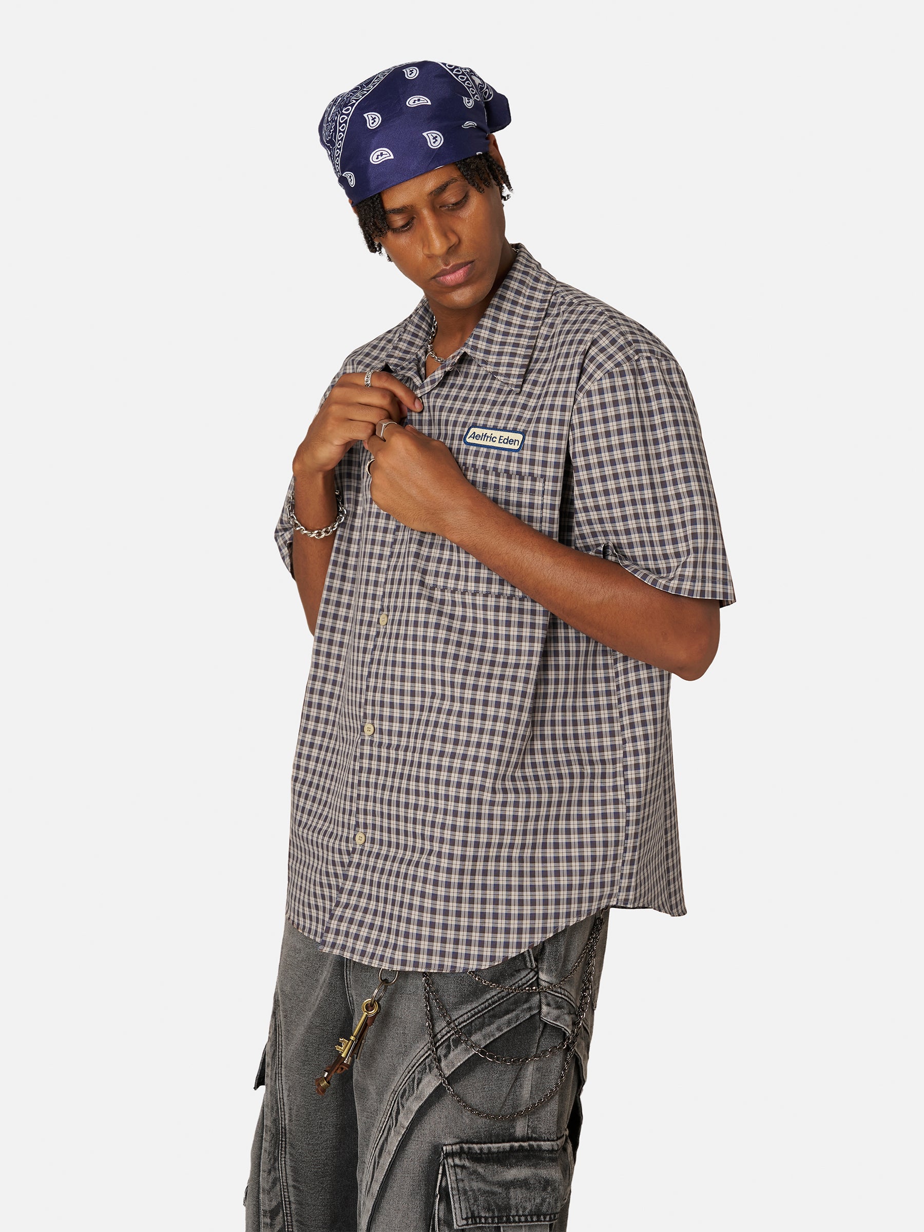Vintage Plaid Short Sleeve Shirt - Slim Fit & Breathable | Aelfric Eden