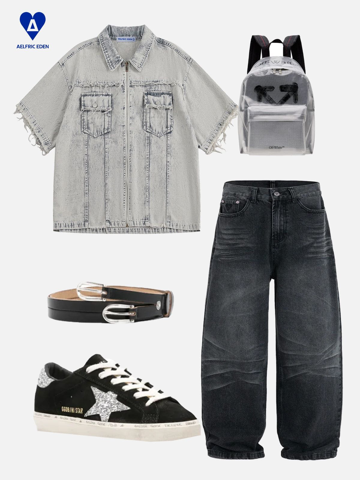 Fringe Washed Denim Short Sleeve Shirt | Aelfric Eden