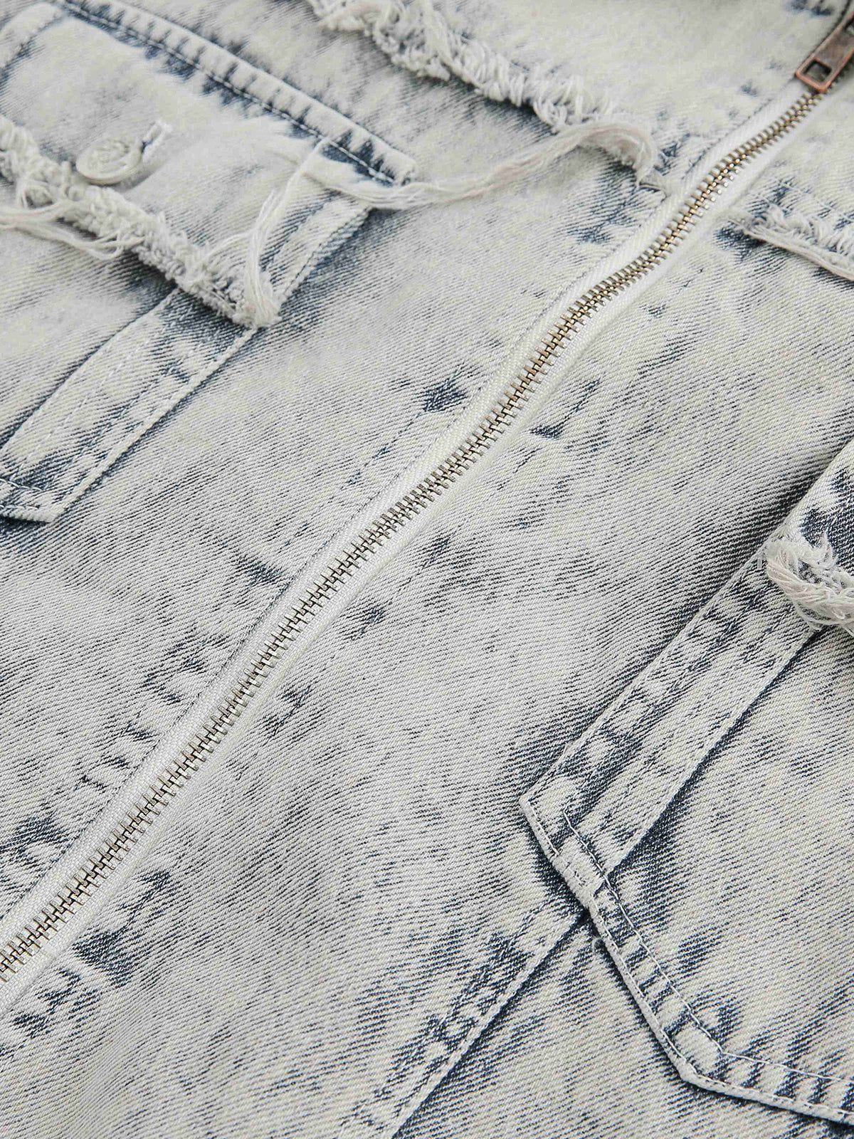 Fringe Washed Denim Short Sleeve Shirt | Aelfric Eden