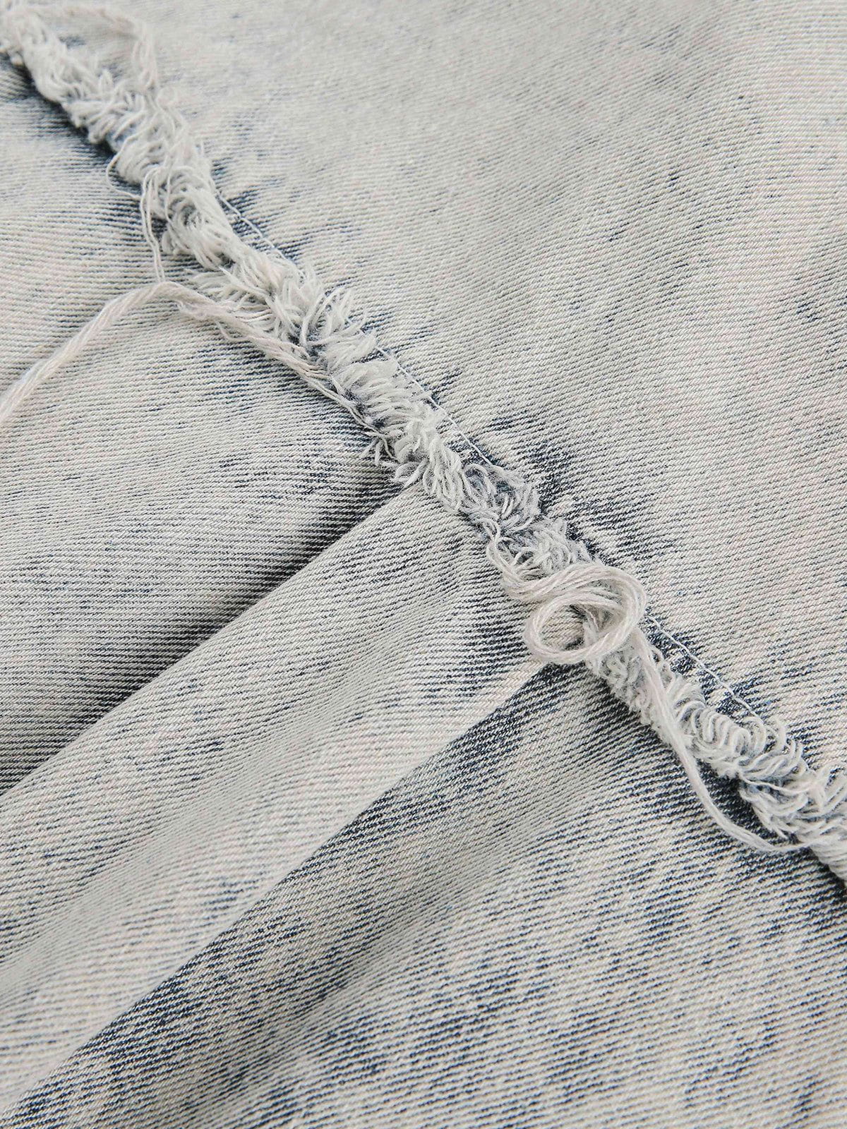 Fringe Washed Denim Short Sleeve Shirt | Aelfric Eden