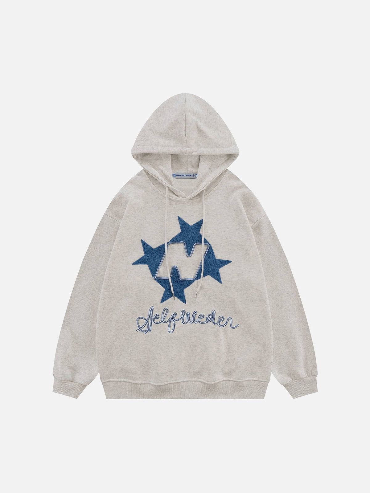 Embroidered Cotton Hoodie with Stars Design | Aelfric Eden