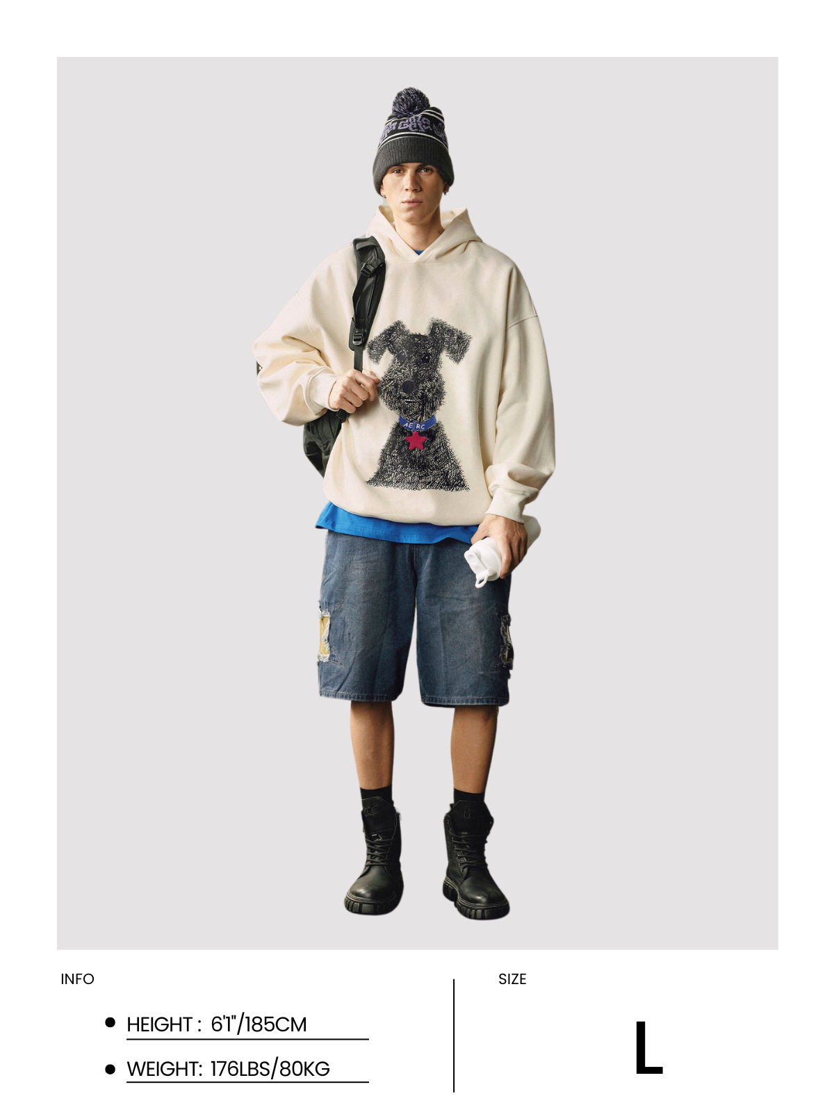 Graffiti Dog Print Hoodie with Star Patch | Aelfric Eden