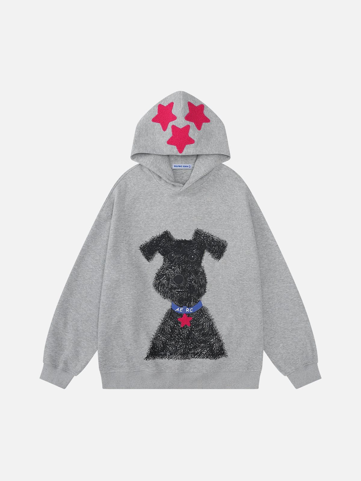 Graffiti Dog Print Hoodie with Star Patch | Aelfric Eden