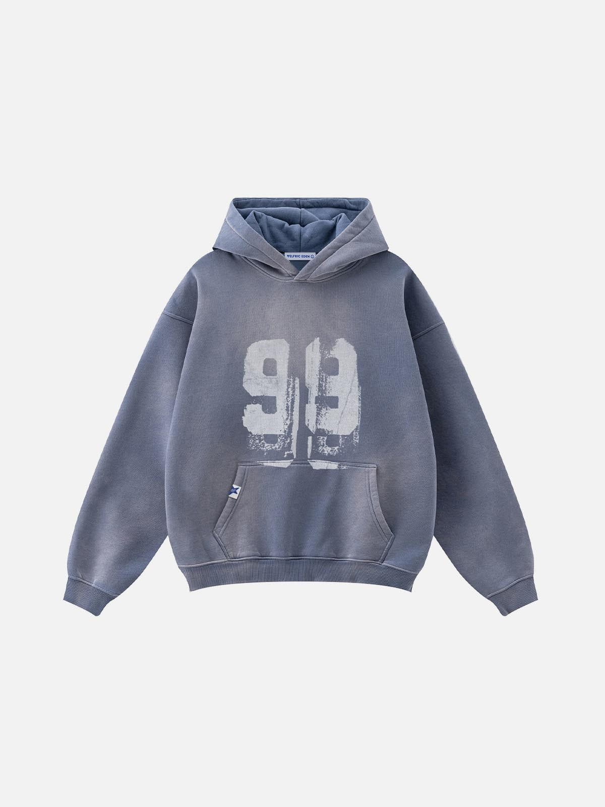 Vintage Washed Hoodie with Graffiti Number Design | Aelfric Eden