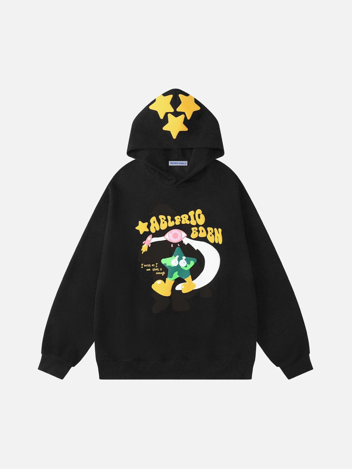 Star Print Hoodie with Cosmic Graphic & Loose Fit | Aelfric Eden