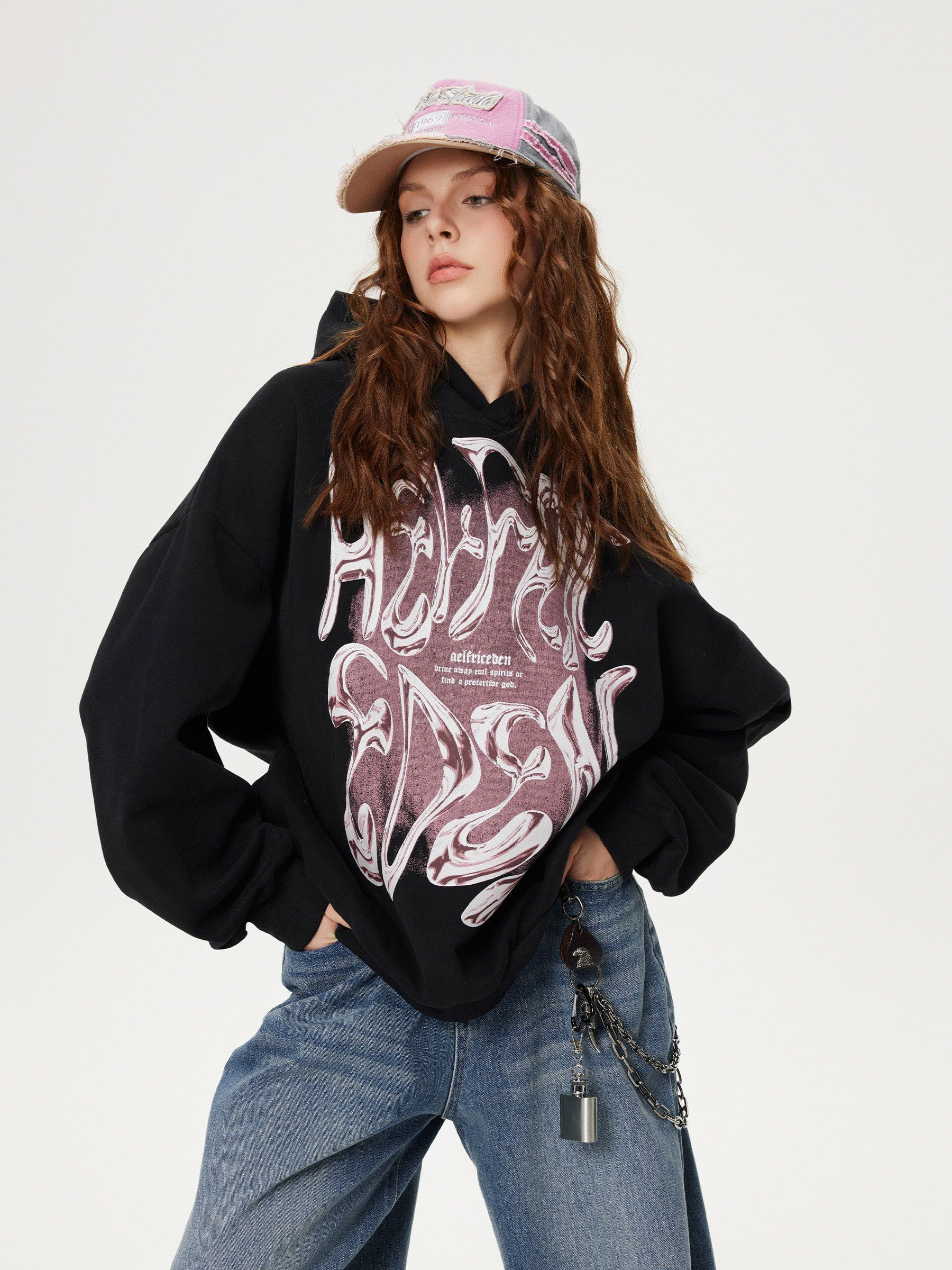 Futuristic Liquid Metal Hoodie | Aelfric Eden Silver Holographic Print