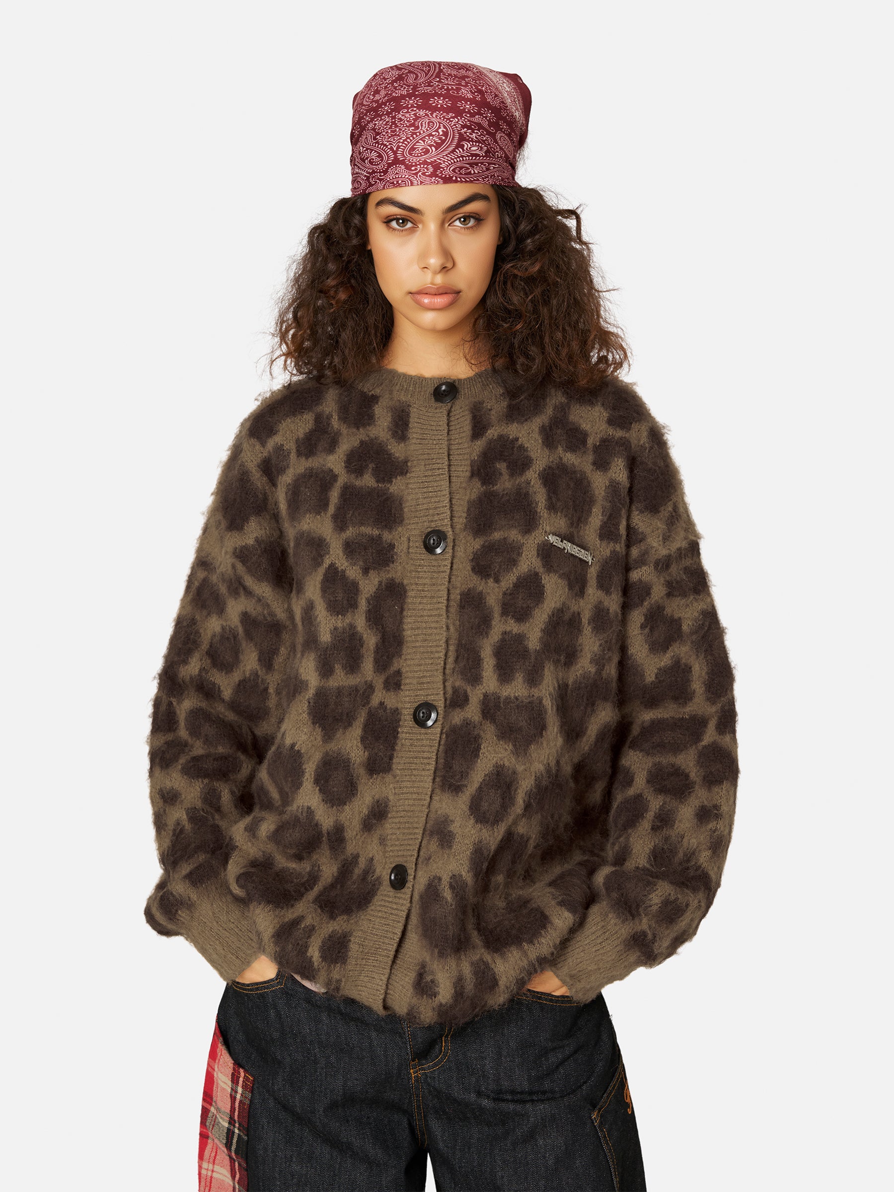 Leopard Print Cardigan with Distressed Vintage Wash | Aelfric Eden