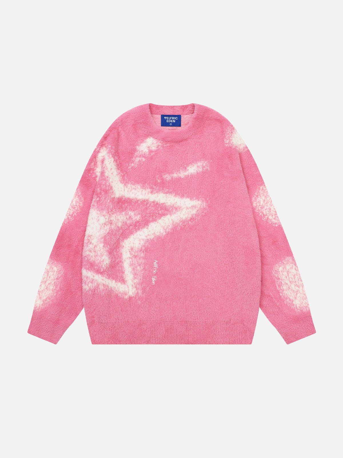 Star Graphic Pink Sweater - Soft Fuzzy Fabric & Relaxed Fit | Aelfric Eden