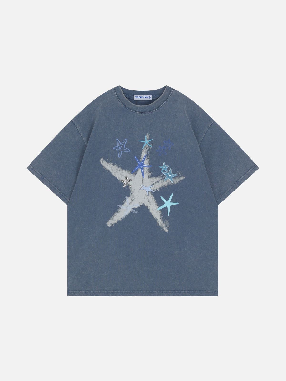 Vintage Starfish Print Cotton Tee for Summer | Aelfric Eden