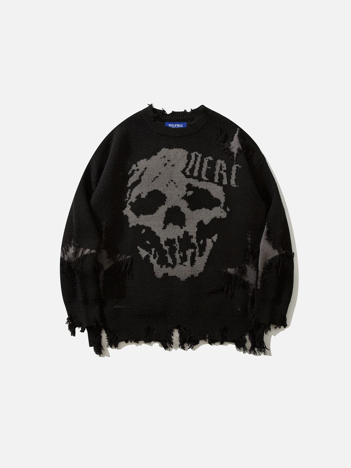 Distressed Skull Graphic Sweater for Streetwear | Aelfric Eden