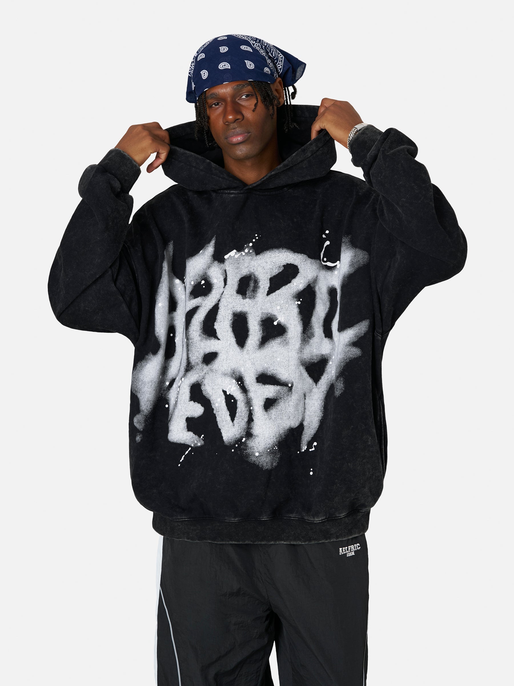 Abstract Print Washed Hoodie for Men | Vintage Cotton Casual Wear | Aelfric Eden