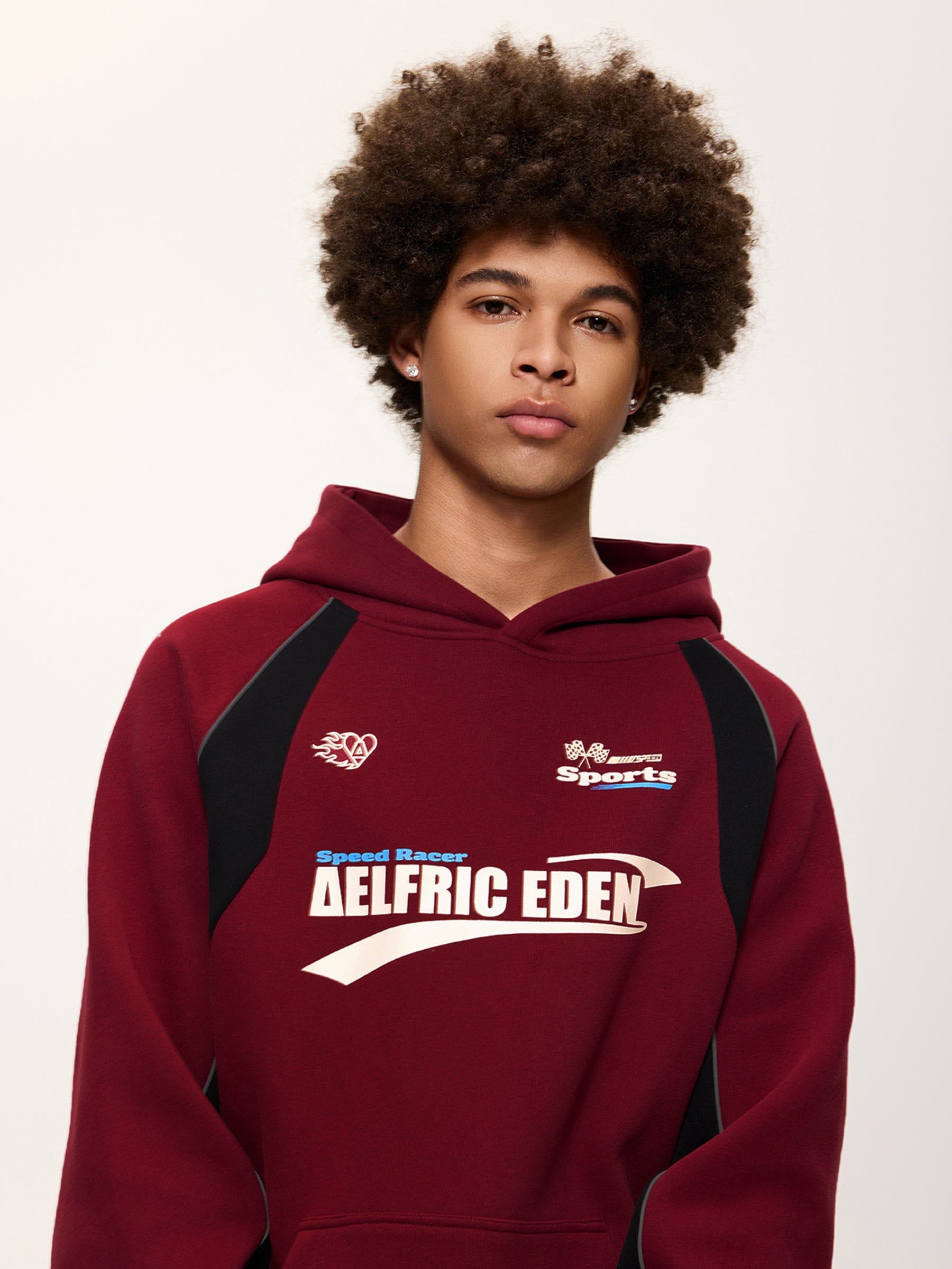 Racing Graphic Hoodie with Oversized Fit & Ribbed Details | Aelfric Eden