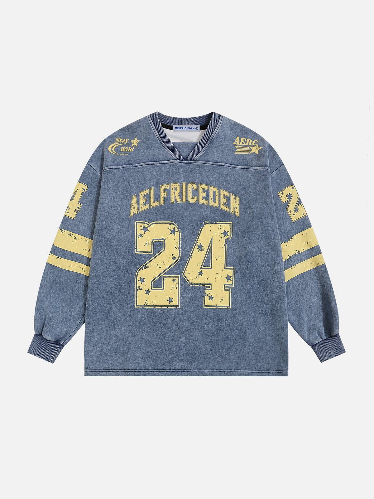 Vintage Washed Sweatshirt with Number Print | Aelfric Eden