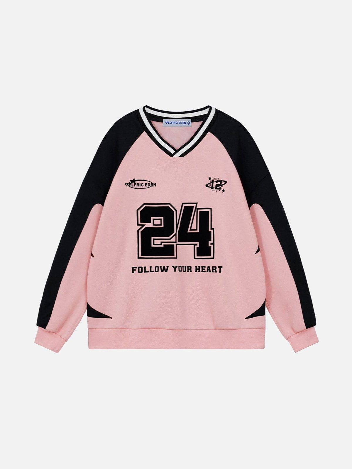 Color Block Racing Sweatshirt | V-Neck Sporty Casual | Aelfric Eden