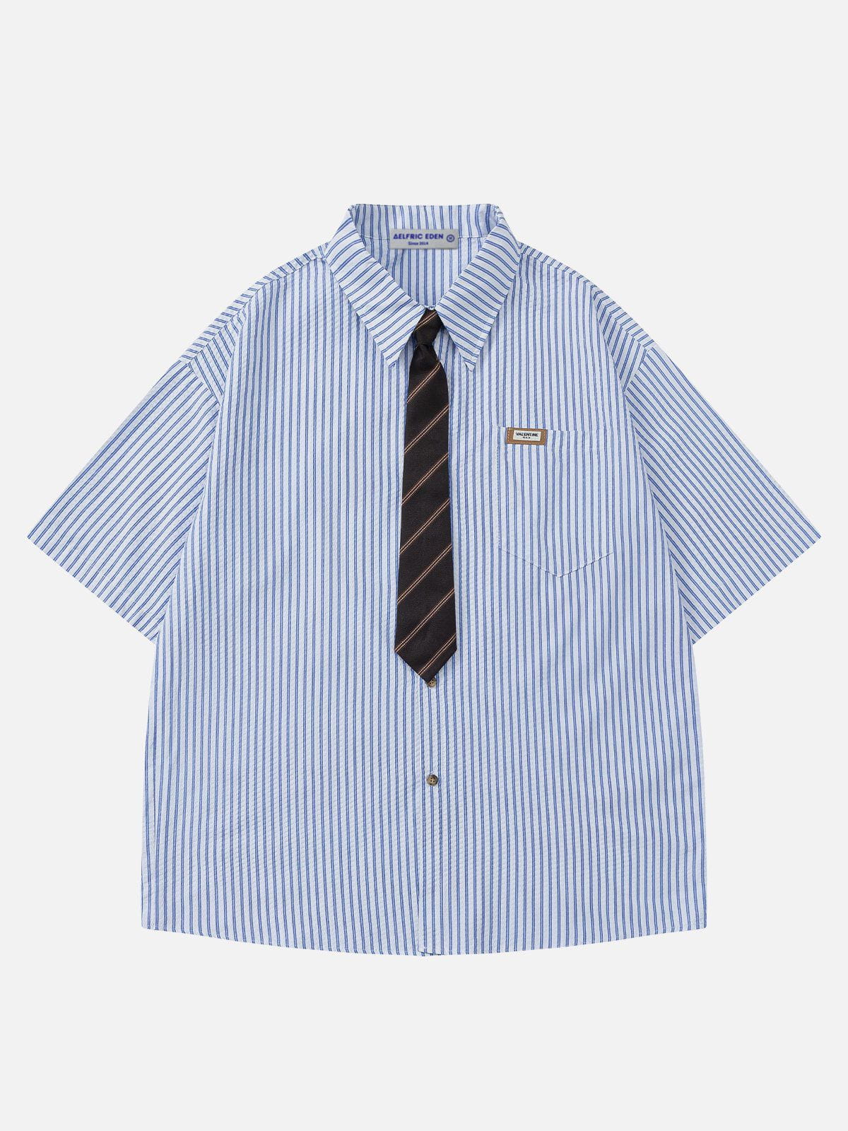 Vertical Stripes Short Sleeve Shirt - Oversize Style | Aelfric Eden