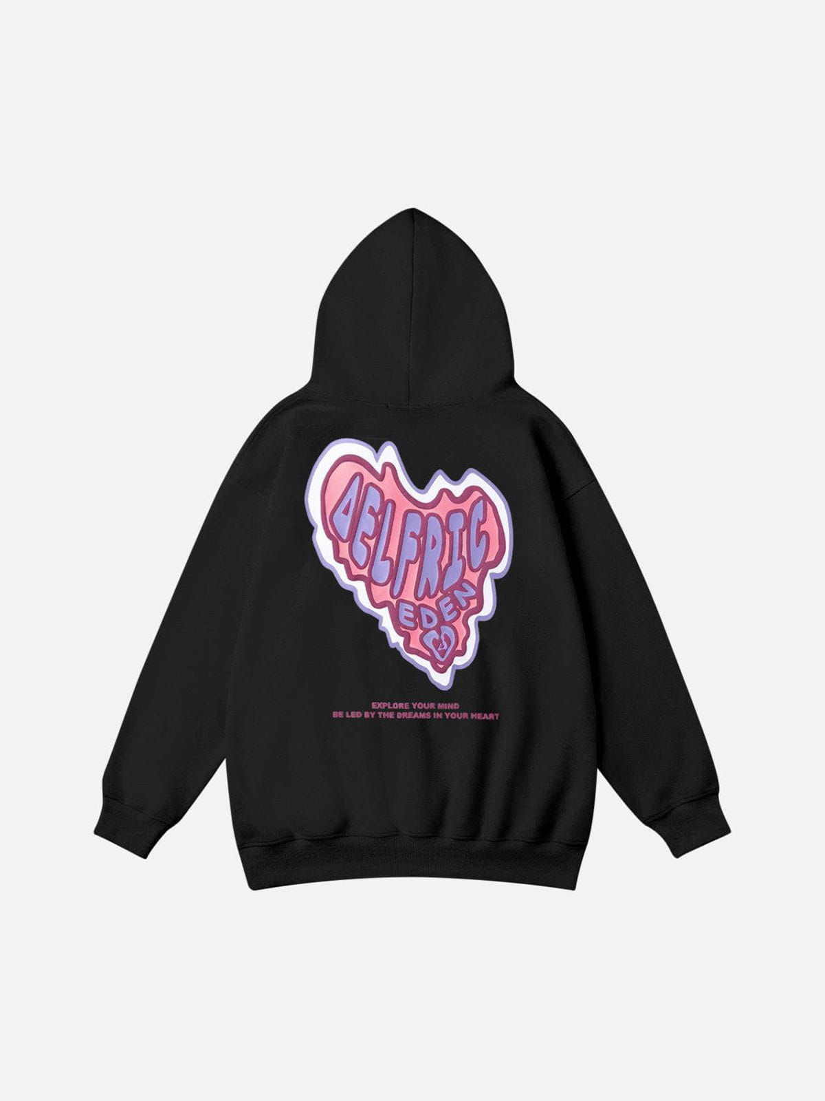 Pink Heart Print Hoodie | Oversized Cotton Blend | Aelfric Eden