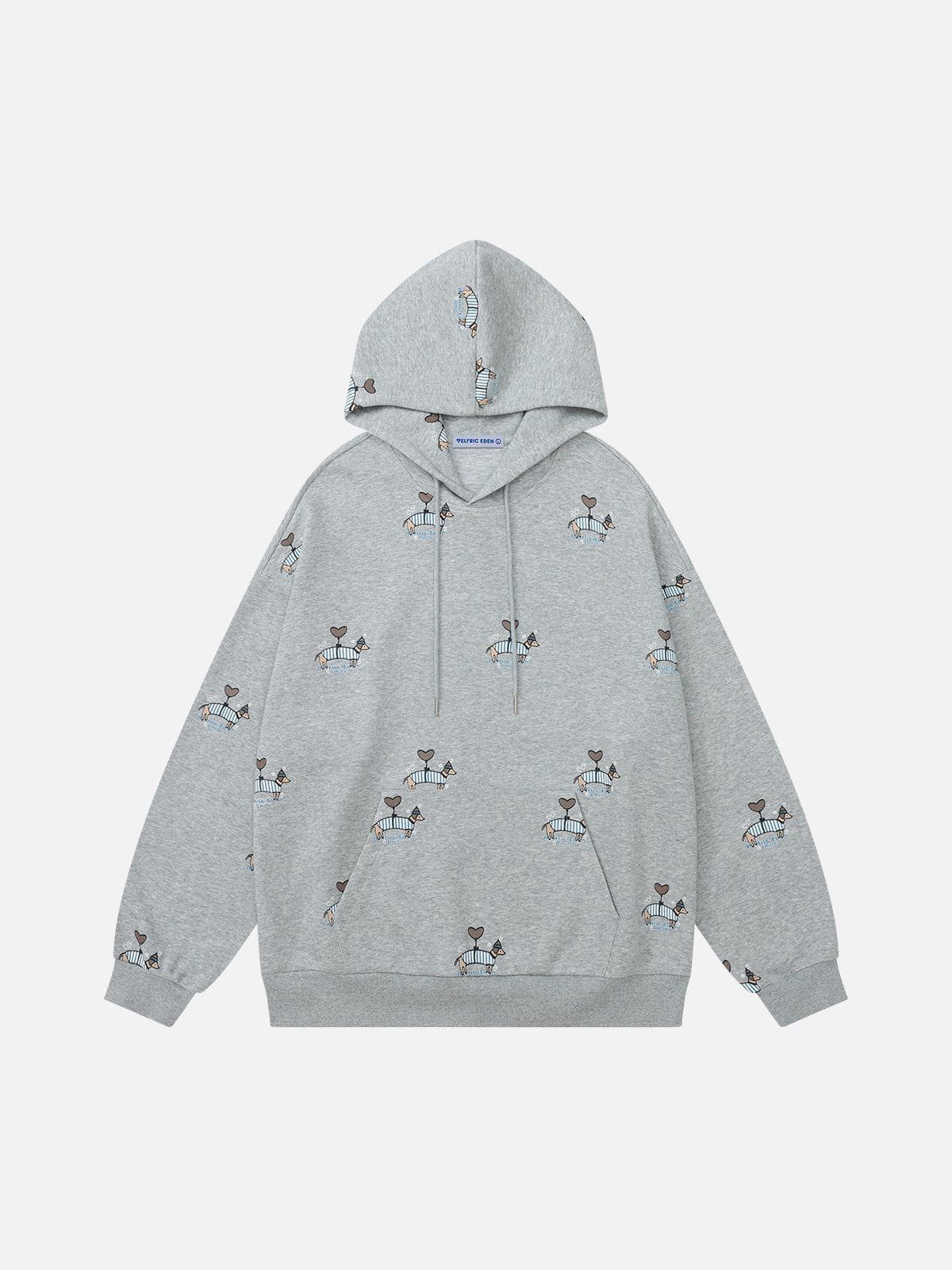 Cartoon Dog Print Hoodie for Men & Women | Aelfric Eden