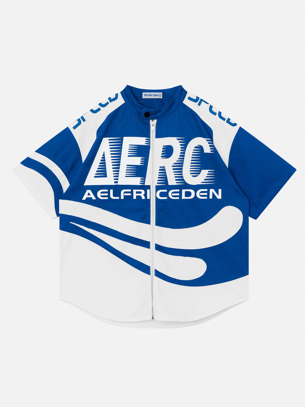 Racing-Inspired Stand-Up Collar Short Sleeve Shirt | Aelfric Eden